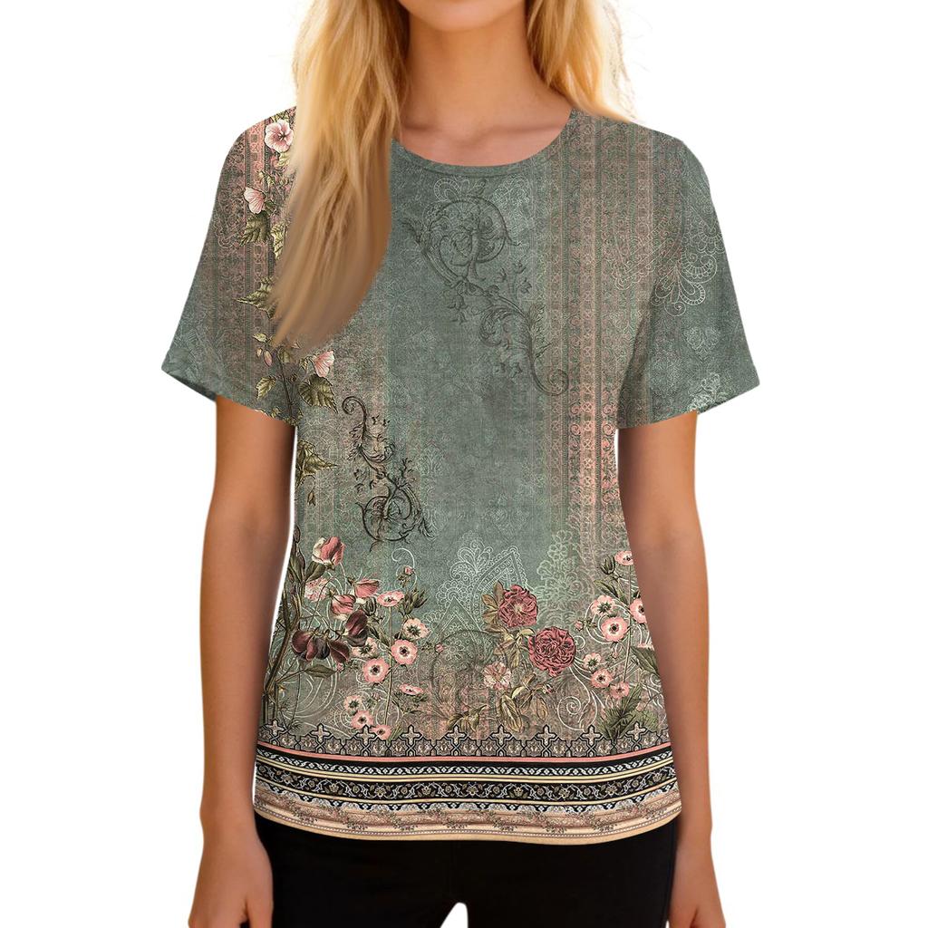 Post Surgery Women Short Sleeve Shirt Floral Print Zipper Shoulder Side Velcro Closure Comfortable Recovery Top for Medical Use