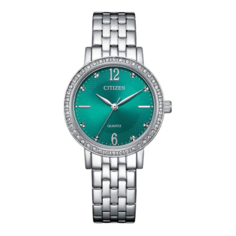 

CITIZEN quartz series 50 meters waterproof Quartz Steel Strap 31mm women s watch green dial EL3100-55Z зелёный