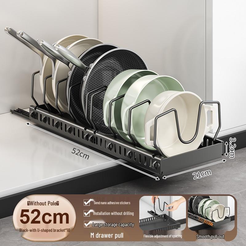 Adjustable Pull-Out Kitchen Organizer: Dish Rack, Pot & Pan Storage, Under-Cabinet & Countertop Holder