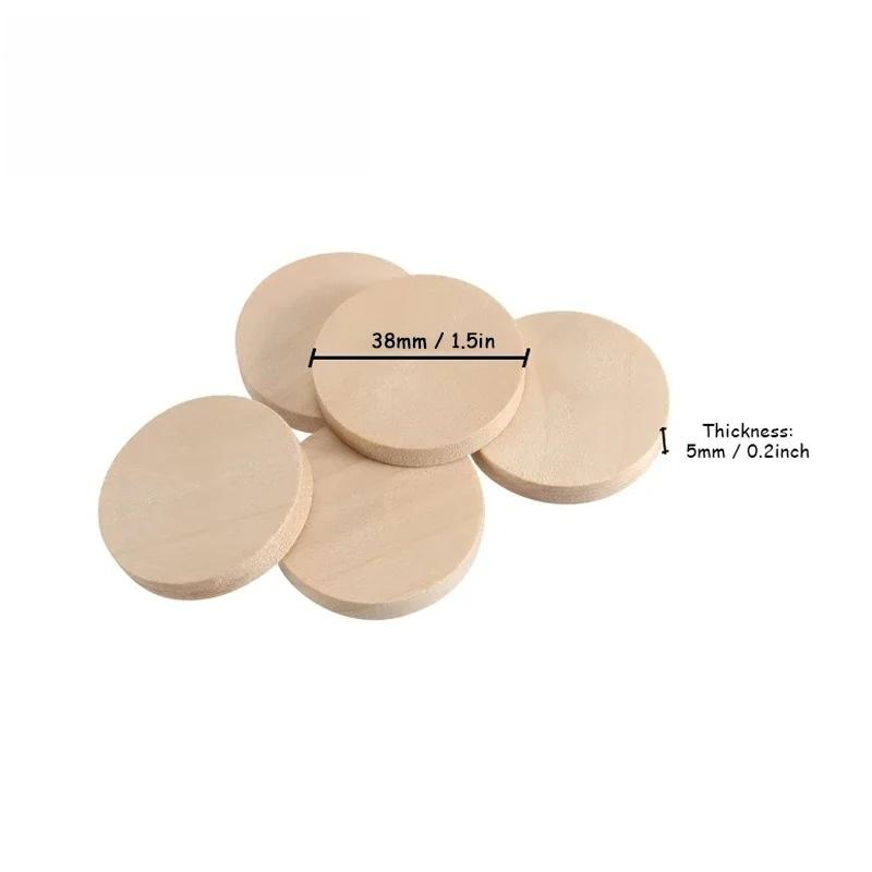 1.5cm-5cm Natural Wood Slices Unfinished Wooden Round Pieces Blank Natural Wooden Circle Cutouts for DIY Crafts Drawing
