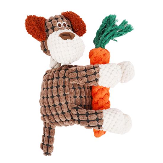 Interactive Squeaky Dog Toy Tough Stuffed Plush Animal Chew Toy for Aggressive Chewers Indestructible Teething Toy for Small Medium Large Dogs