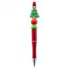 12PCS Red Green Christmas Bead Ballpoint Pen, Santa Claus Snowman Pine Tree Rotating Black Pen,Student Writing Stationery Office Signature Pen Supplie