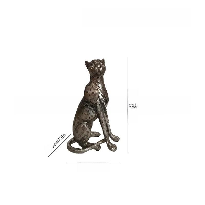 Resin Cheetah Decor Figurine With Antique Finish For Living Room Or Desk