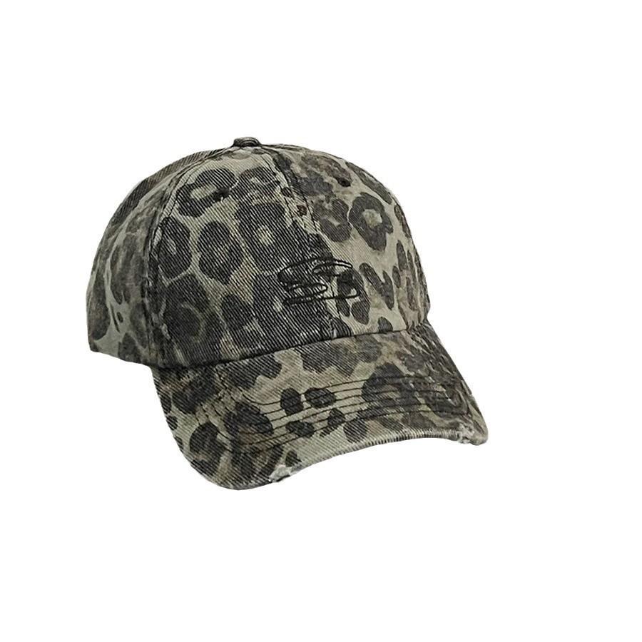 Korean Retro New Leopard Print Baseball Hat for Women In Spring and Autumn Ripped Old Street Casual Baseball Hat Showing Small Face