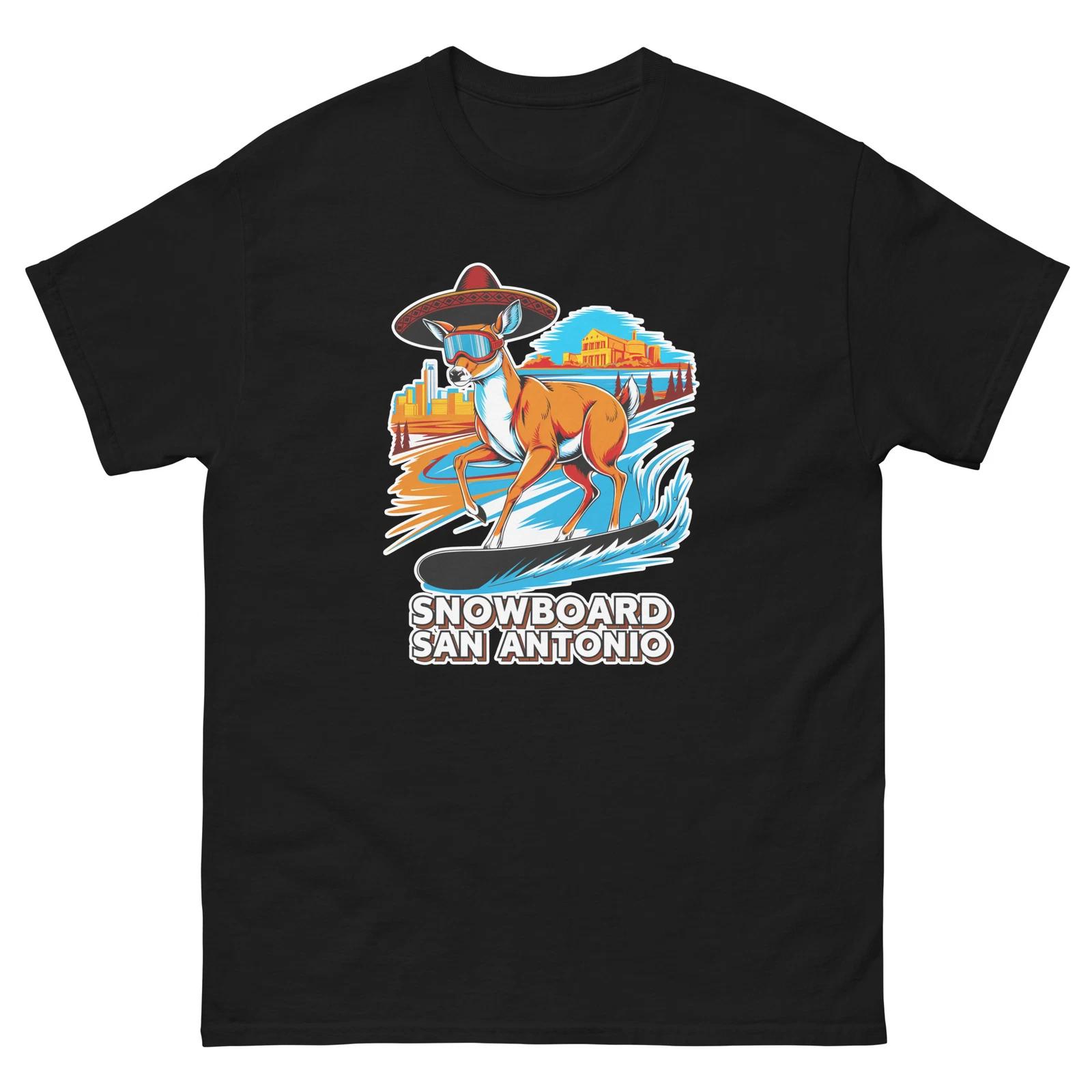 Snowboard San Anotonio Deer USA Snowboarding Animal T-Shirt M