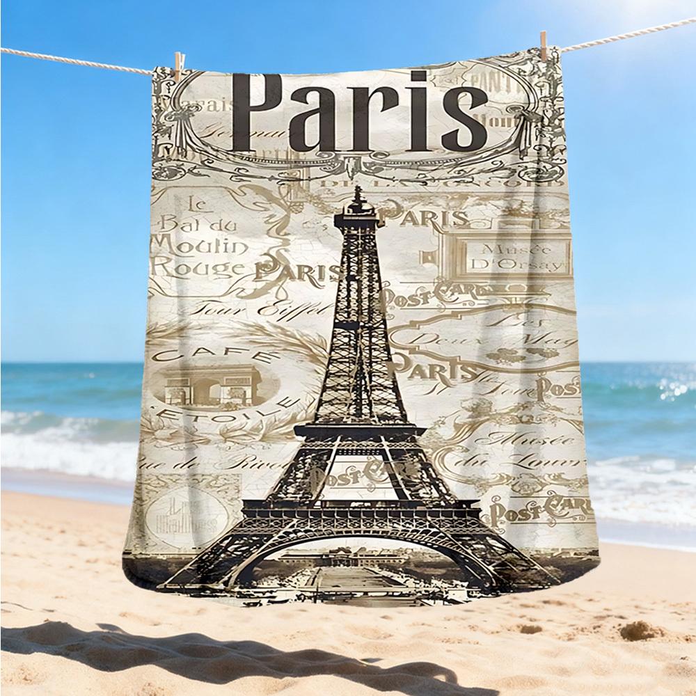 1pc Parisian Eiffel Tower Print Outdoor Blanket, Lightweight Polyester,