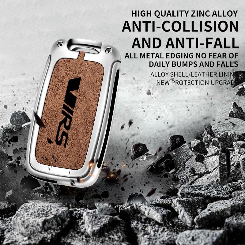 AAABP1 Zinc Alloy Car Remote Control Key Case Cover Holder Shell Fob for Skoda VRS Protection Key Chain Buckle Keyless Accessories