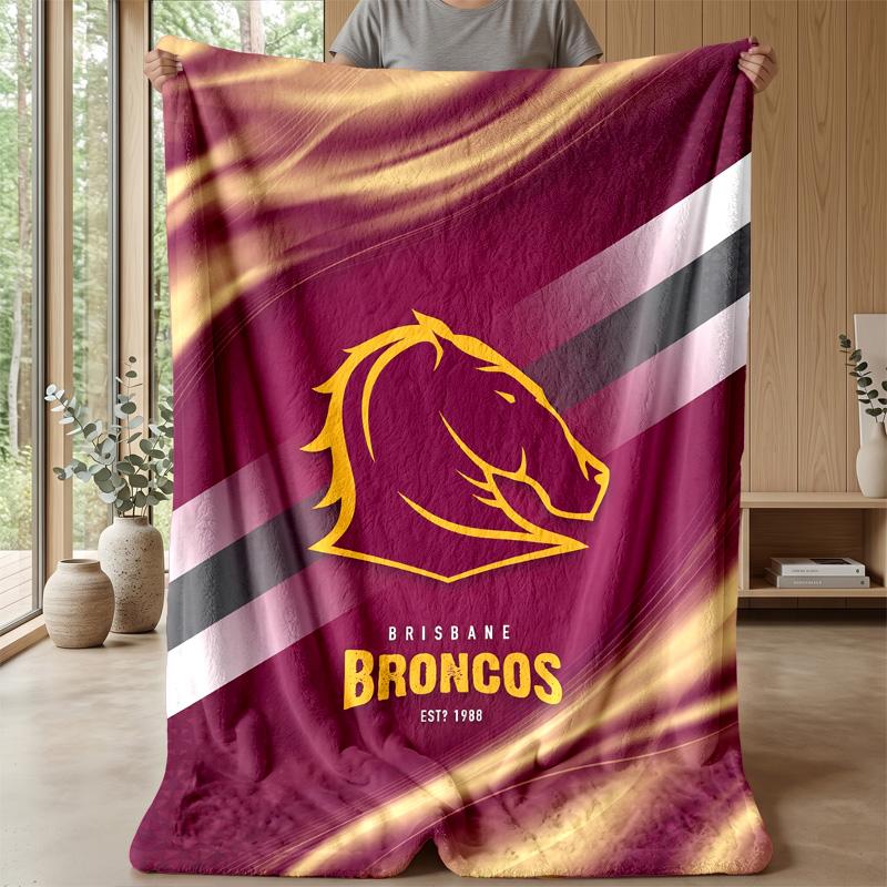 Coperta in Pile Flanella Brisbane Broncos Coperta Calda e Accogliente per Divano Letto Viaggio Uso Stagionale