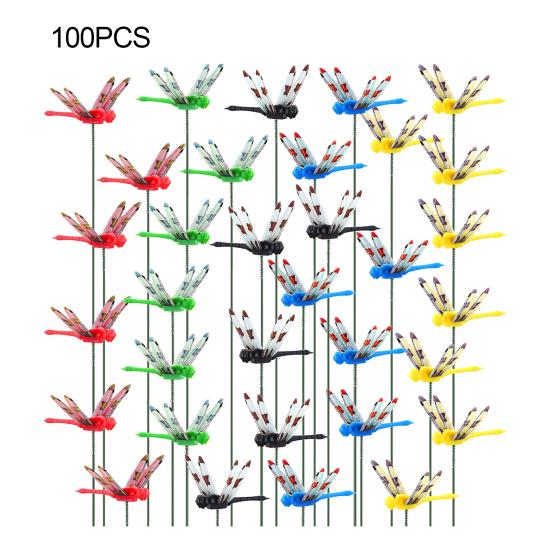 50/100Pcs Fake Dragonfly Garden Stake Decoration Weather-resistant Fly Repellent Simulated Dragonfly Spike Outdoor Long Pole 3D Dragonfly Ornament