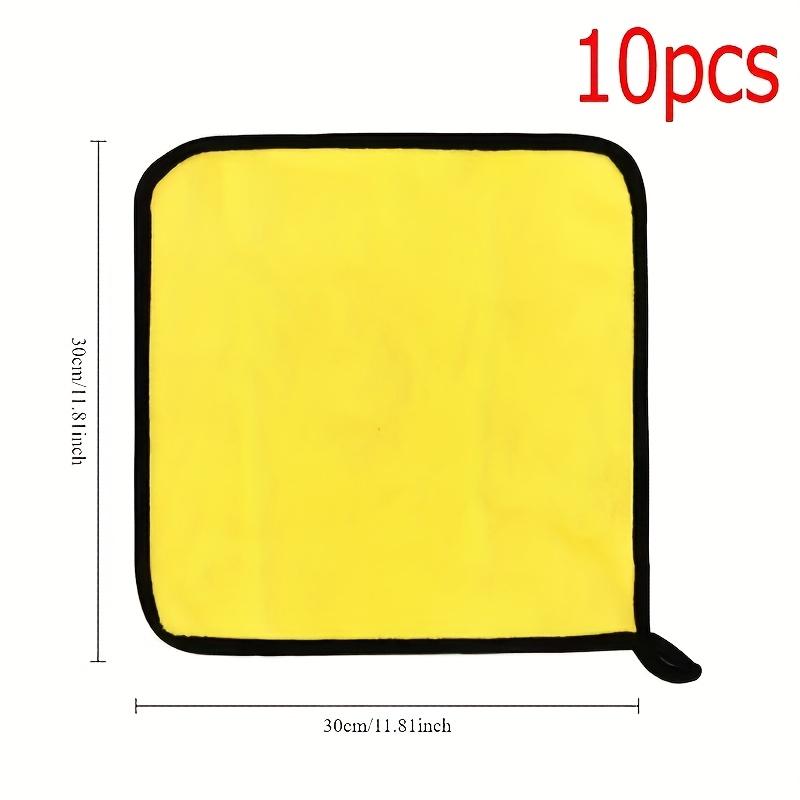 

10pcs of microfiber car cleaning wipes, car wash towels, dry absorbent microfiber cleaning cloths, car wash drying wipes Coral Fleece жовтий