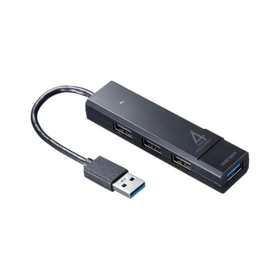 Sanwa Supply USB Hub USB-A 4 Ports USB 5Gbps x 1 + USB 2.0 x 3 Combo Hub Bus Powered Lightweight 32g Compatible with Fixed Cable Compatible with