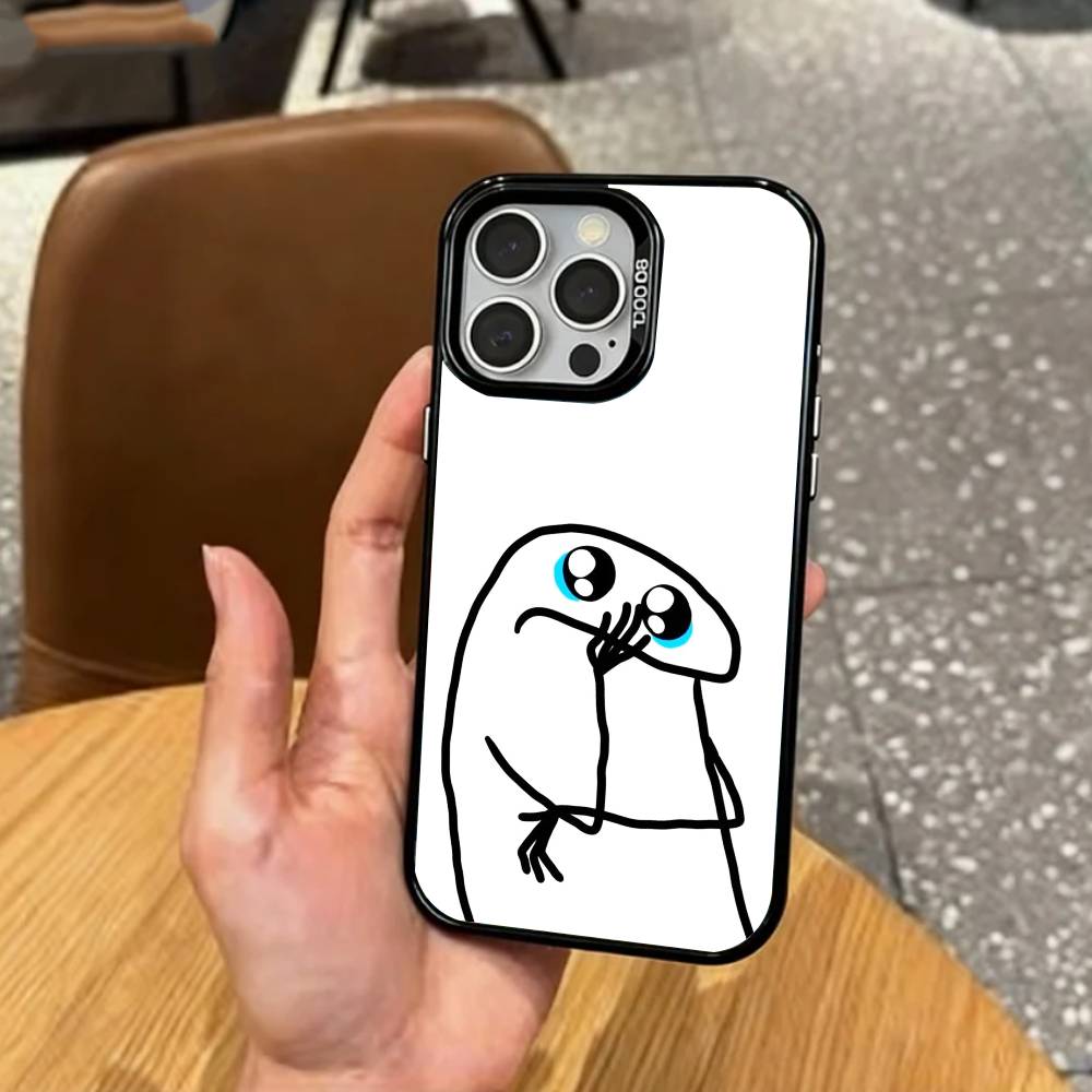 F-Flork M-Meme Phone Case For iPhone17,16,15,14,13,12,11 Plus,Pro Max Colored Silver Plated Inside Cover