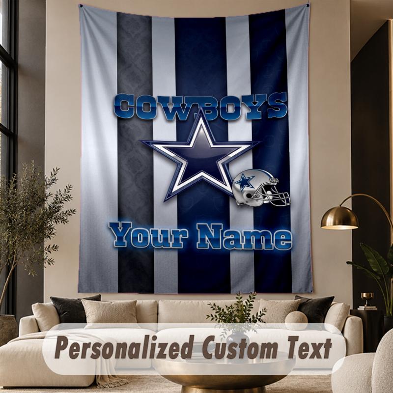 Custom Text Tapestry Dallas Cowboys Print Wall Tapestry Indoor Living Room Wall Decor