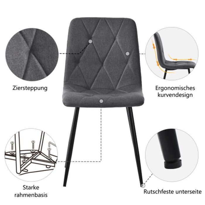 Chaises de salle à manger - MUVOE - Ensemble de 4 - Gris foncé - Structure en métal - Design contemporain