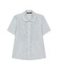 Ohesio Round Collar Frill Blouse, Stripe