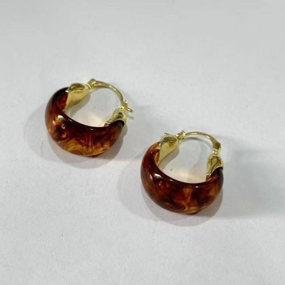 Light Luxury Vintage Women's Earrings Autumn Winter Amber Ear Stud Amber Color Earrings  Women