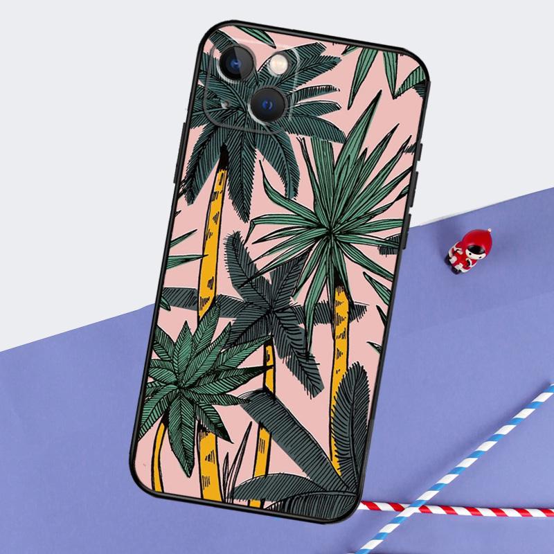 Tropical Leaves Banana Leaf Phone Case For iPhone 16 15 Pro Max 12 13 Mini 11 14 Pro Max XR 16 15 Plus 16e Cover Coque