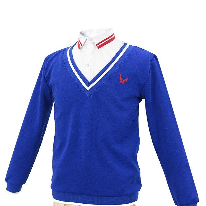 Anime Cosplay Costume WONDER EGG PRIORITY Sawaki Momoe Uniform Suit Campus Style Blue Knitted Top
