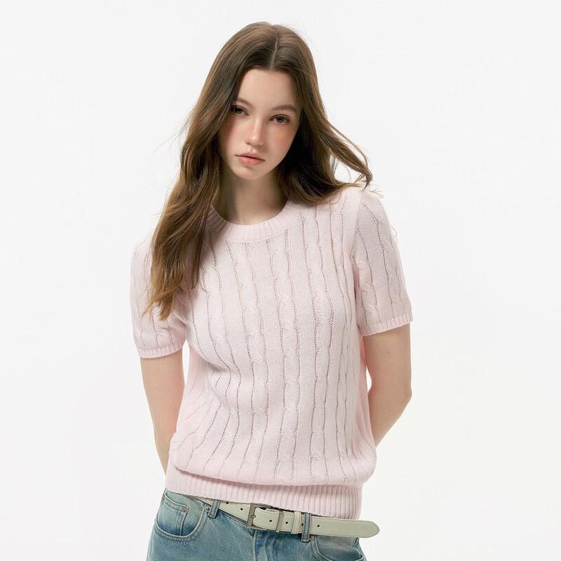 LADY IDEAL Women s Intellectual Old Money Style Cable Knit Cotton Top M