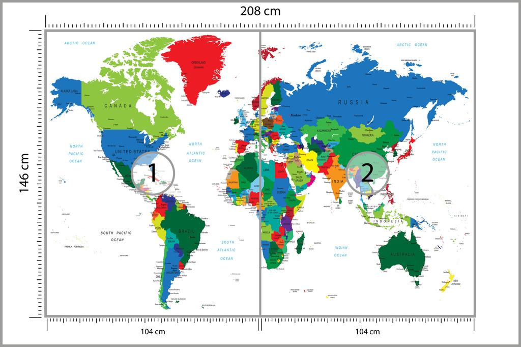 Photomural World Map Non-Woven 208x146