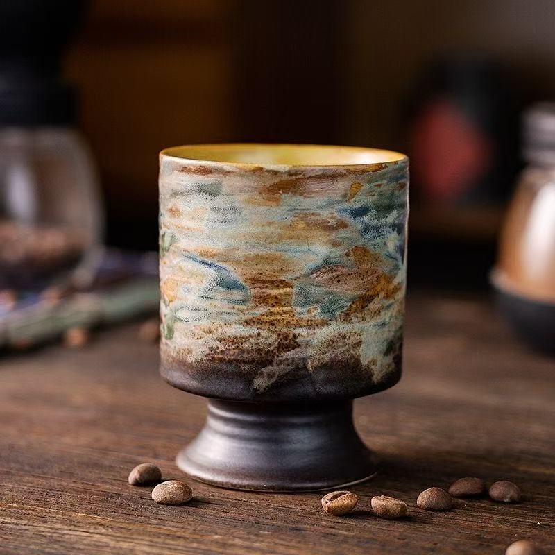 Handbemalte Keramik Kaffee- & Teetasse - Retro Japanisches Ofendesign