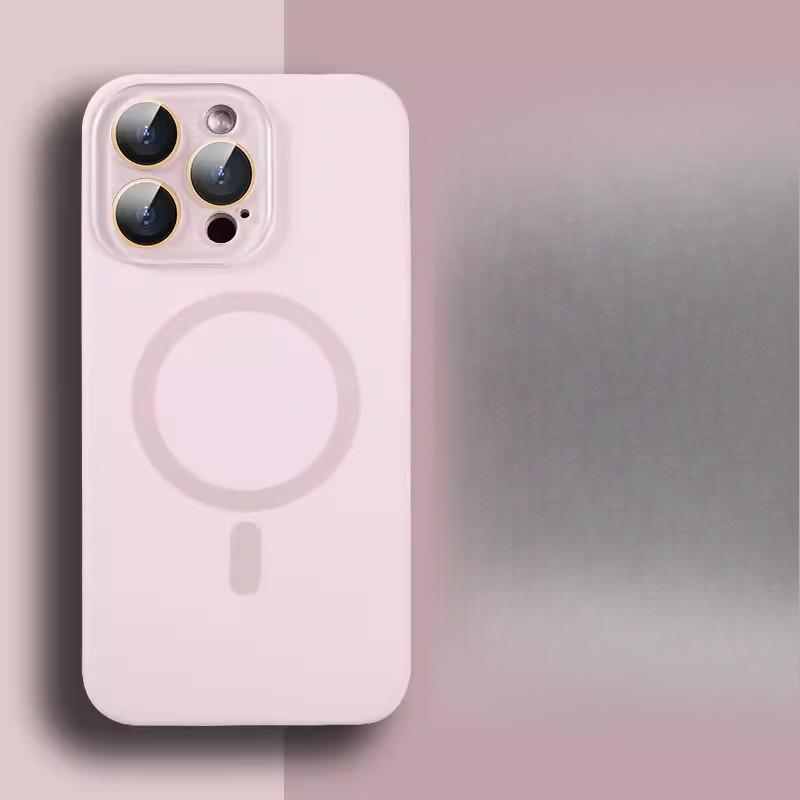 Small Window Liquid Silicone Suitable for IPhone 15 Mobile Phone Case 13 Comes with Lens Film Apple 14 Magnetic Protective Case