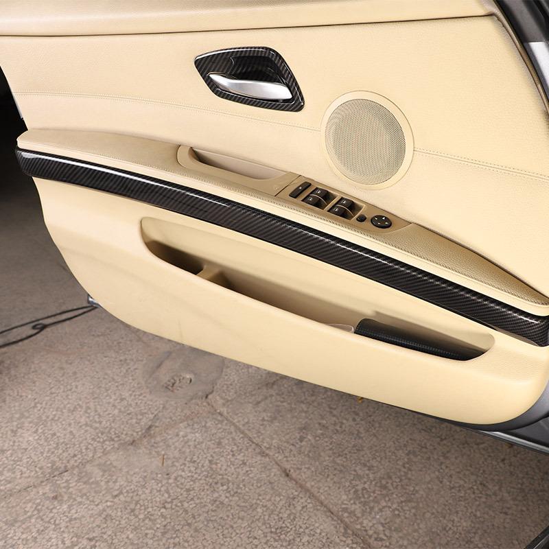 ABS Carbon Fiber Car Interior Door Armrest Side Decoration Strip Trim Cover For BMW 3 Series E90 2005-2012 Car Accessories