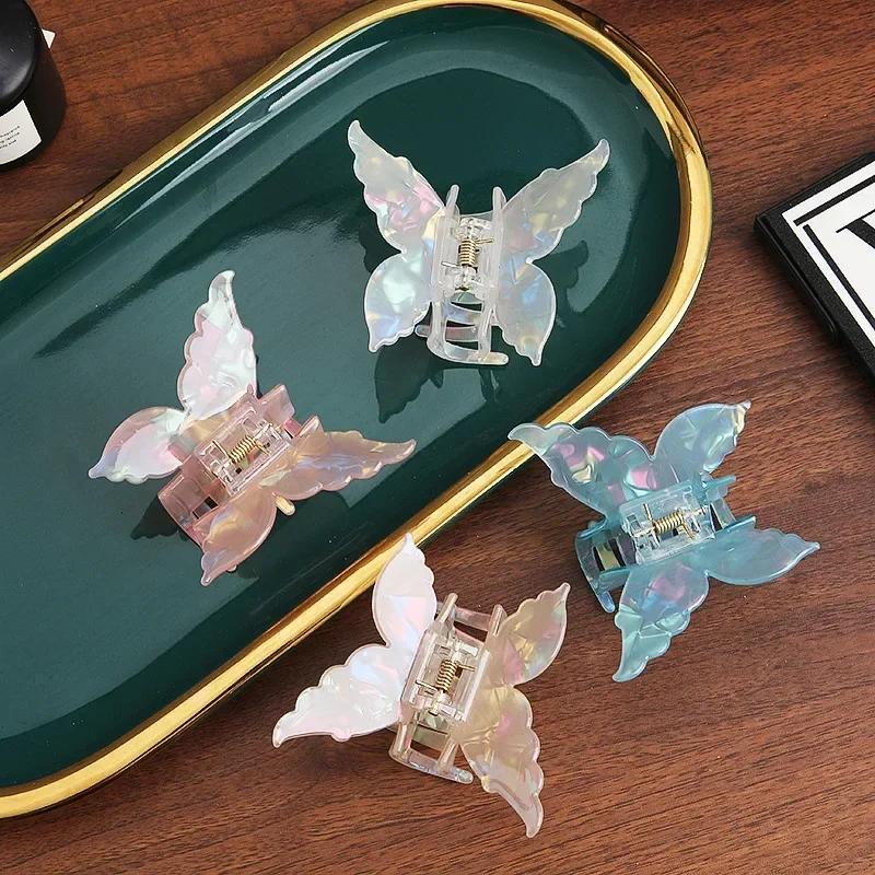 Women Sweet Fairy Colorful Acetate Retro Butterfly Hair Claw Hair Clamp Clip Crab Headband Clips Hair Accessories