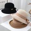 Bow streamer fisherman hat women spring and autumn early winter casual versatile basin hat fashionable and elegant knitted top hat