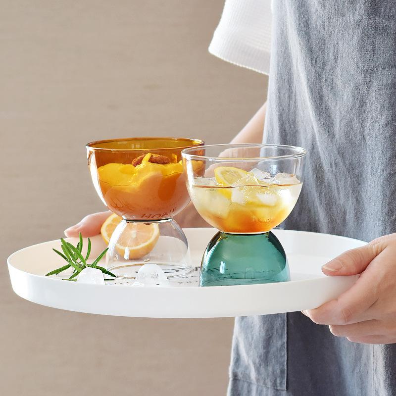 2025 Creative Dessert Ice Cream Standing Cup Glass Cold Drink Cup Cocktail Glass Fruit Juice Jelly Cup