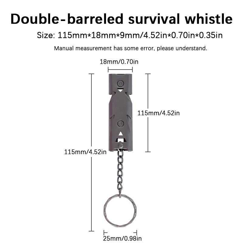 120dB Double Pipe Survival Whistle - Stainless Steel Pendant Keychain Portable Multifunction Tool for Outdoor Emergency Camping