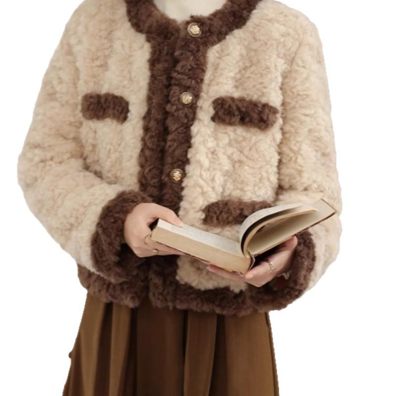 2025 French Style Color Block Women's Winter Jacket - Trendy and Warm