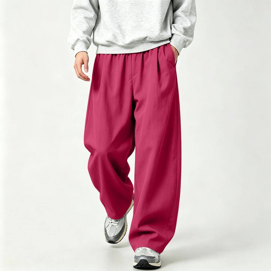 Men's Retro Wide Leg Pants with Loose Straight Fit