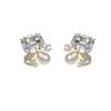 S925 Silver Needle Pearl & Rhinestone Flower Stud Earrings - Exquisite Women's Accessories