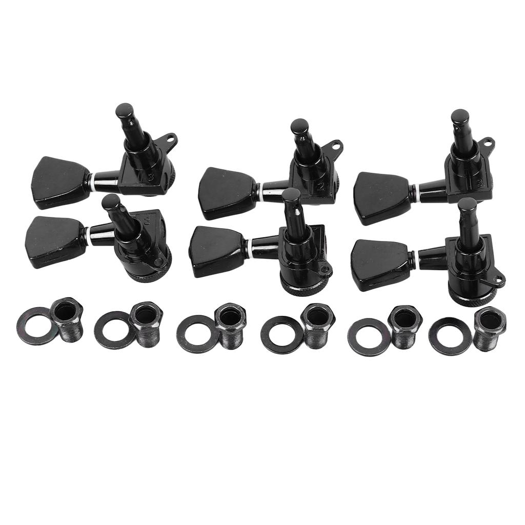 6PCS Guitar Locking Tuners Triangular Head String Tuning Key Pegs Machine Heads Replacement 3 Right 3 Left GC402A Black
