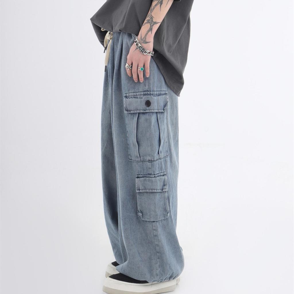 3D-Patch-Taschen-Wide-Leg-Jeans: 2022 Herbst/Winter Hip-Hop-Stil für Männer und Frauen