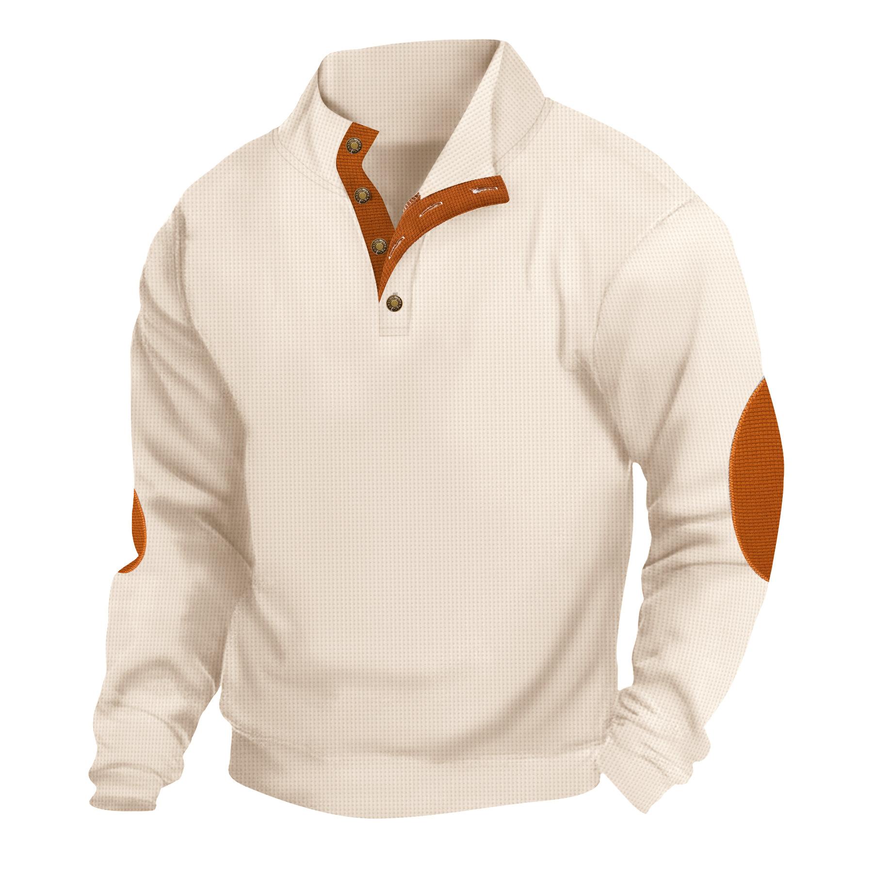 

Весенне-осенний мужской повседневный свитер с воротником-стойкой и длинными рукавами из вафельной вязки XS хаки