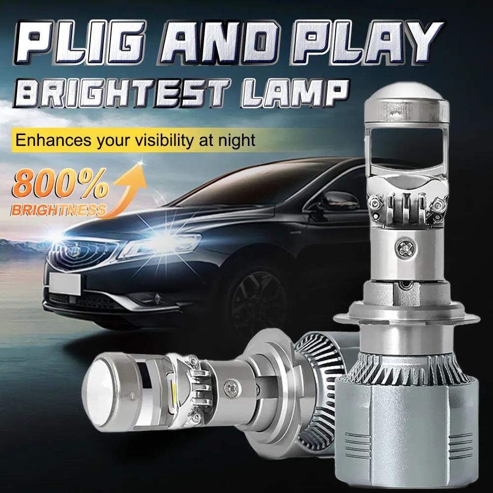 Суперяркая МИНИ светодиодная линза для проектора H7 Автомобильная фара Canbus Лампа Высокая мощность 6000K Мини Автомобильная противотуманная фара 12 24В, 2 шт. H7 белый