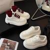 Plateau weiße Schuhe Damen neu Herbst Campus-Stil vielseitig Sport und Freizeit Schnür-Board-Schuhe erhöhende Schuhe