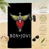 1pc B-Bon Jovi Winged Sword Pierced Bleeding Beach Towel Microfiber Quick Dry Bath Towel For Pool Beach Travel Rock Fans Gift