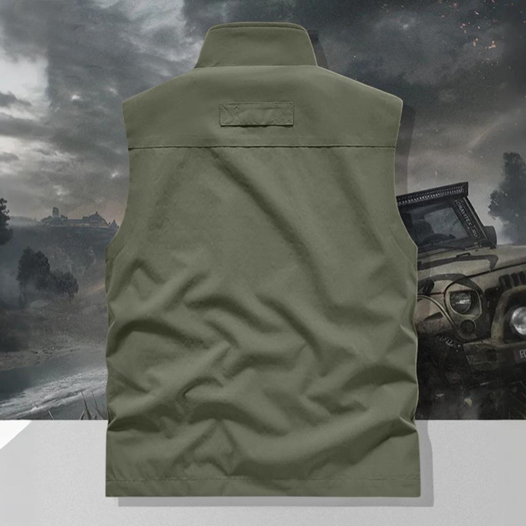 Pánská větruodolná lehká golfová vesta svrchní oděv s kapsami, softshellová bezrukávová bunda na běh, turistiku, sport