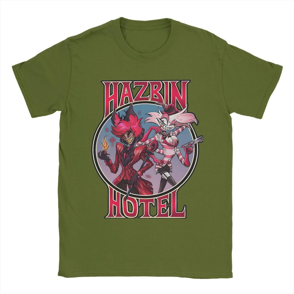 Hazbins Hotels Alastor Anime T Shirt for Men 100% Cotton Vintage T-Shirt O Neck Tee Shirt Short Sleeve Clothing Gift Idea
