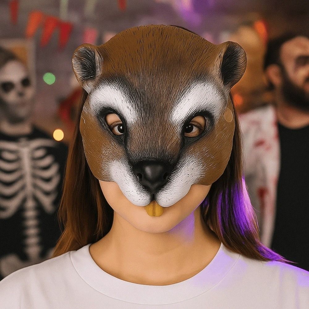 3D Halloweenská veverčí maska Realistická kreativita Zvířecí poloviční maska Elastické popruhy Unisex Maškarní maska Muž Žena