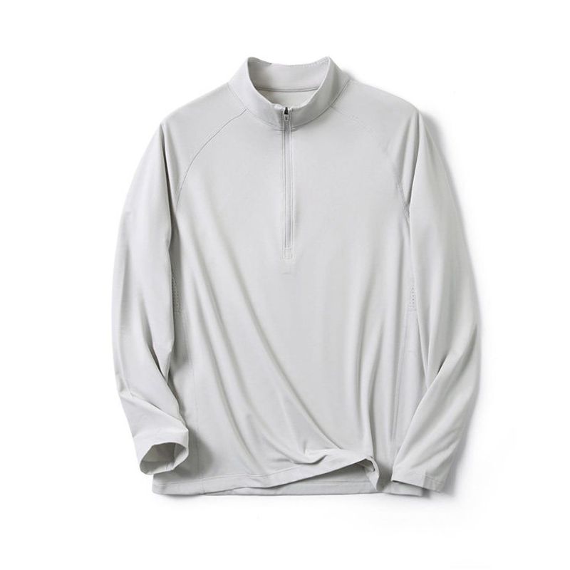 Outdoor Quick-Drying Sports Fitness Running Long-Sleeved Physical Training Clothing Autumn and Winter Half-Zip T-Shirt Export Men's T-Shirt