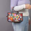Fashion Cowhide Handbag Color Rhombus Leather Shoulder Bag Versatile