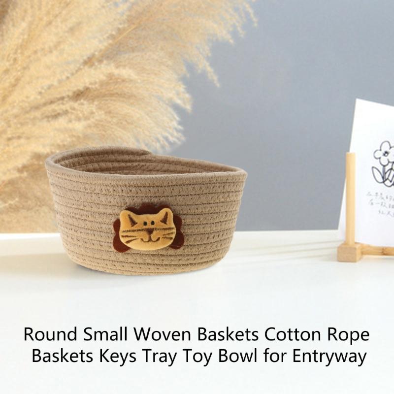Small Woven Baskets for Organizing Rope Storage Basket Cute Cotton Basket Nursery Gift Dogs Toy Storage Bins for Toy