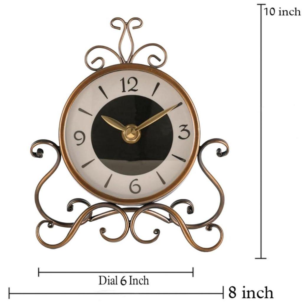 Analog Bordsklocka Antik Stil 10 Tum Urtavla 6 Tum Skrivbordsklocka Konst Unik För Hemkontorsinredning Metall Järn Glas