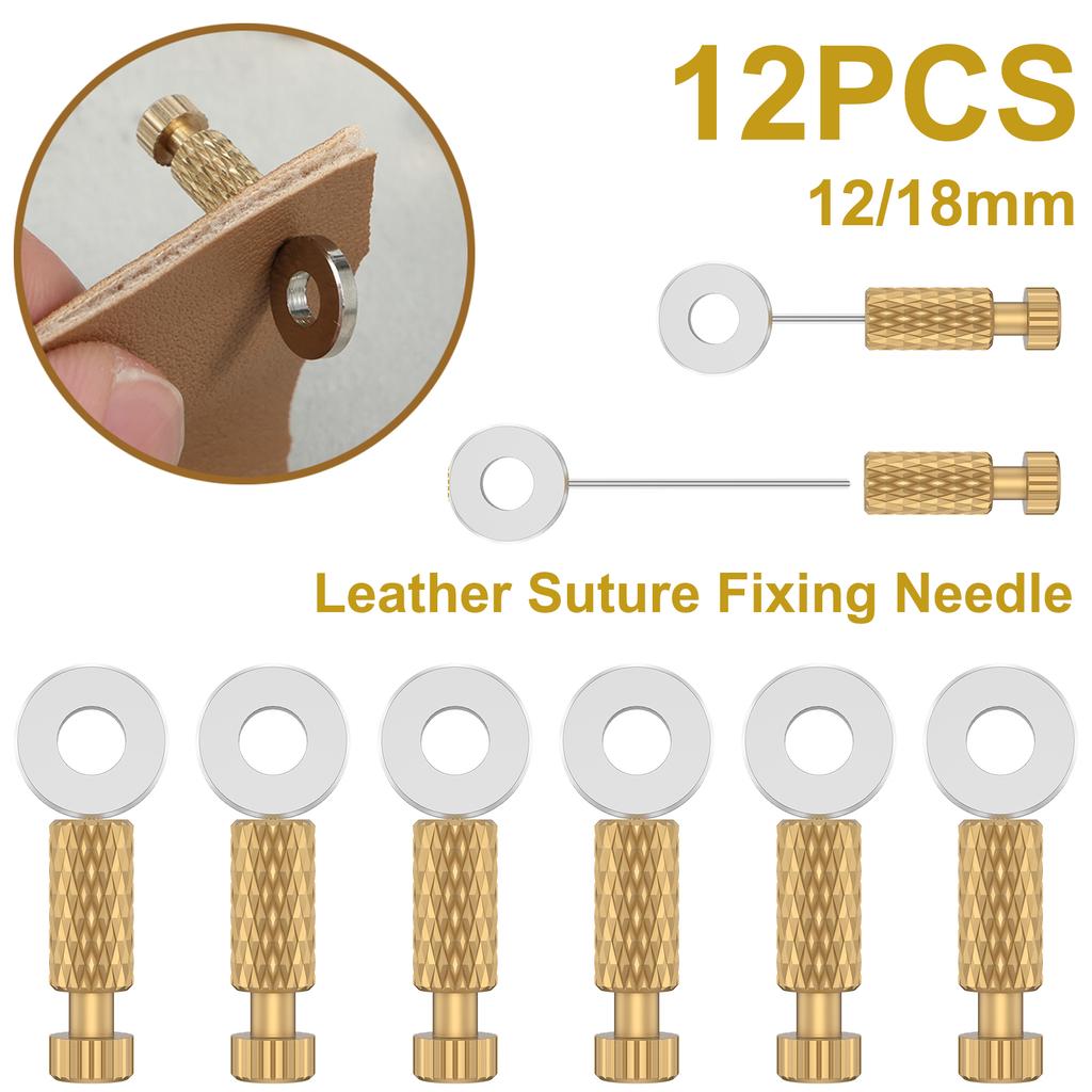 12Pcs Leather Suture Positioning Needles 12/18mm DIY Leathercraft Located Needles Non-slip with Brass Leather Locking Pins