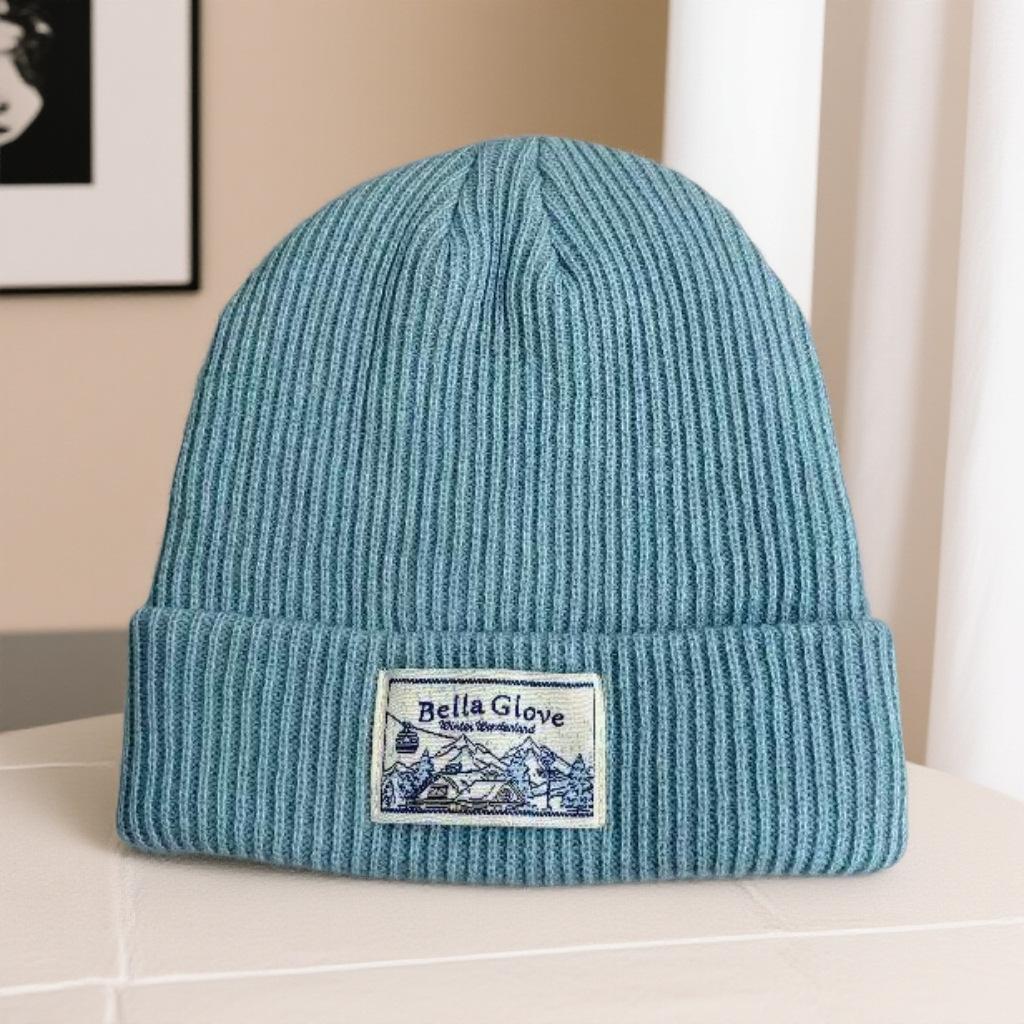 Korean versatile knitted autumn and winter wool hat, surrounded by ear protectors, cold hat, blue hat, big head to keep warm