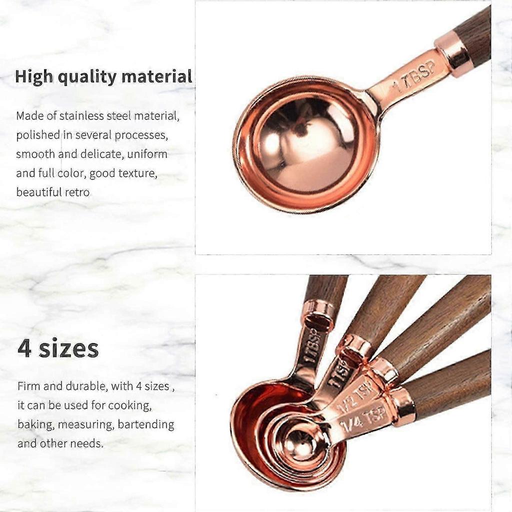 Measuring Spoons Stainless Steel Set of 4 - Rose Gold